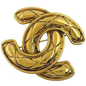 CHANEL Coco Mark Brooch, Matelasse GP Gold, Women's
